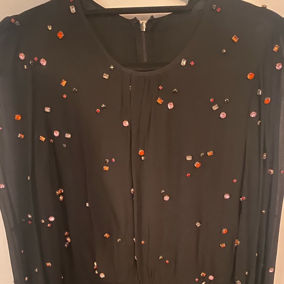 Cynthia Rowley multi color rhinestone embellished black chiffon dress - Picture 9 of 9